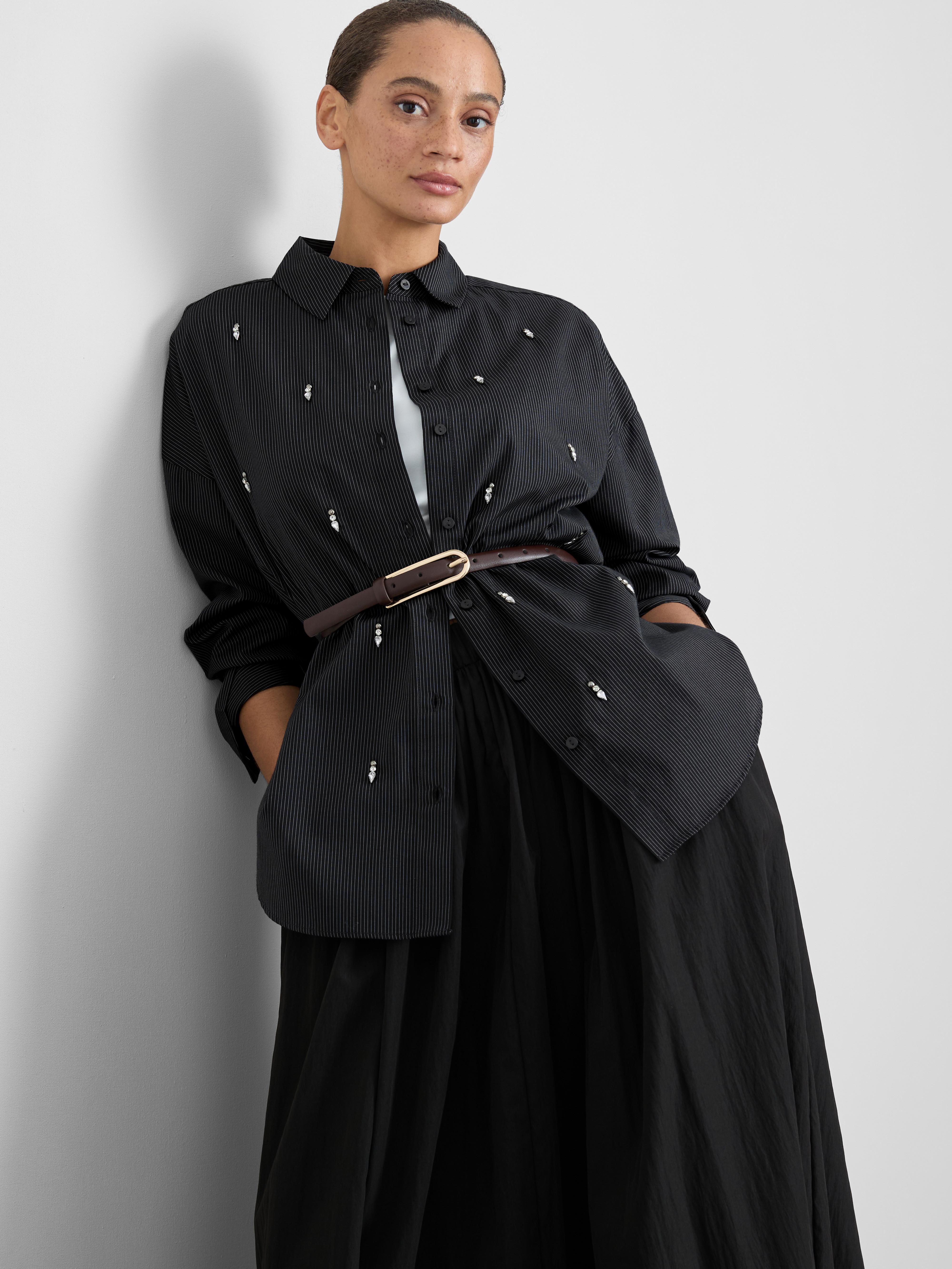 Faux Peal Embellished Shirt