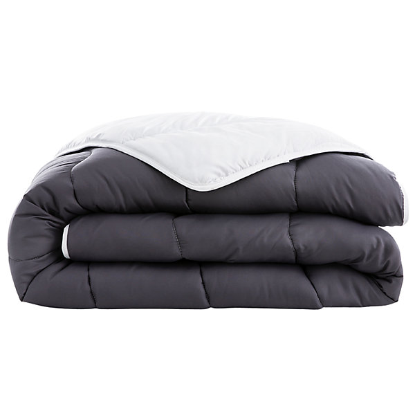 Couette tempérée 240 x 260 cm bicolore polyester gris et blanc