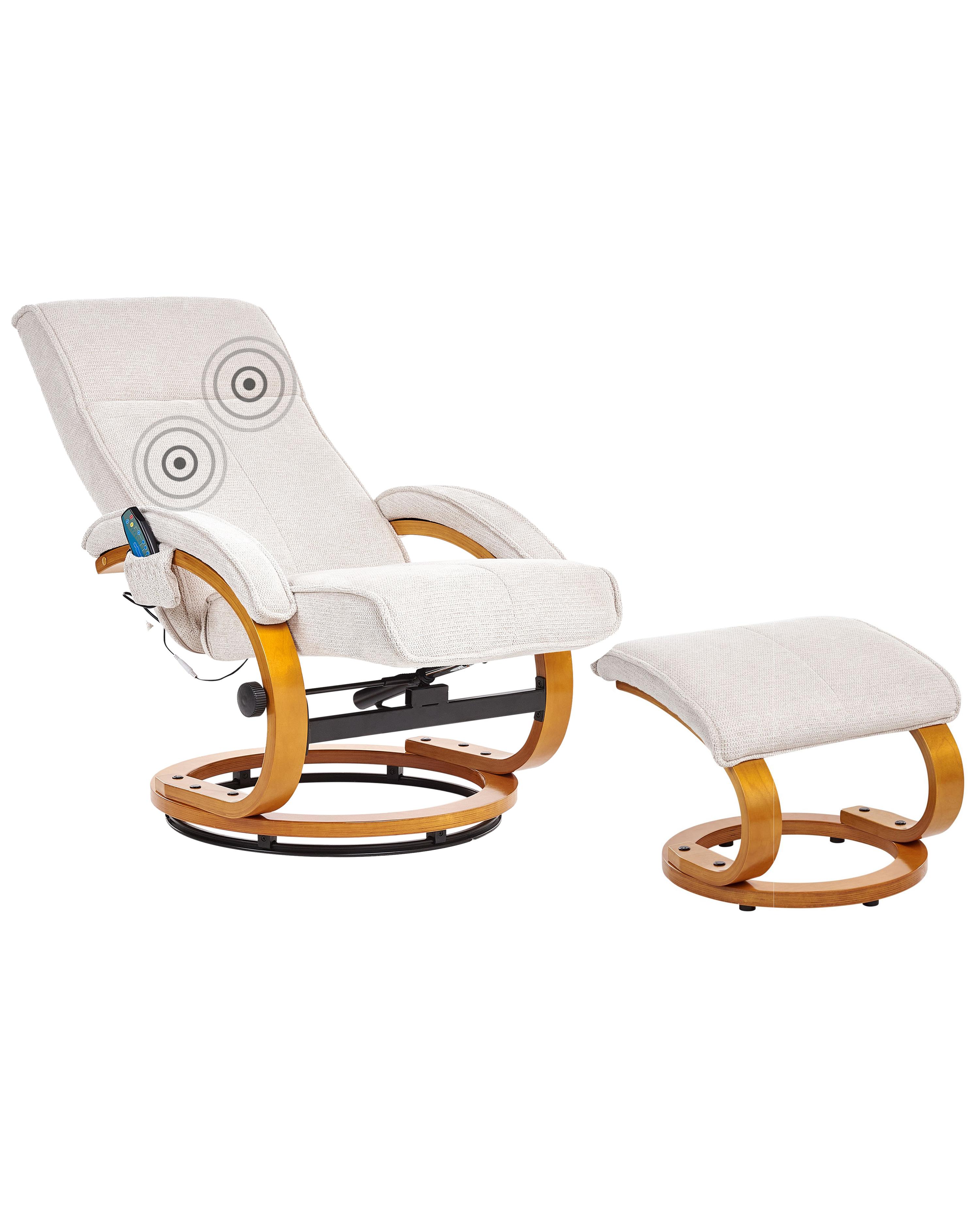 Massage Chair HERO with Footstool Fabric Light Beige