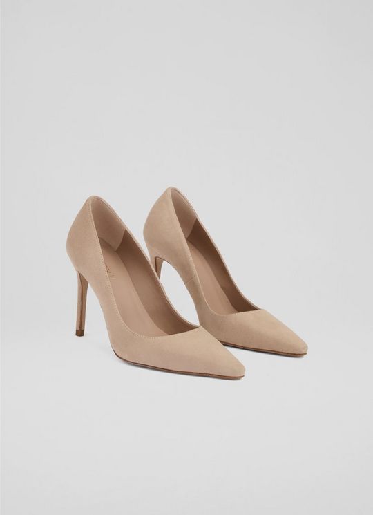 New Fern Beige Suede Pointed Toe Courts