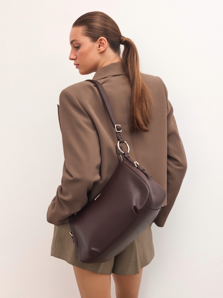Dark brown leather shoulder bag