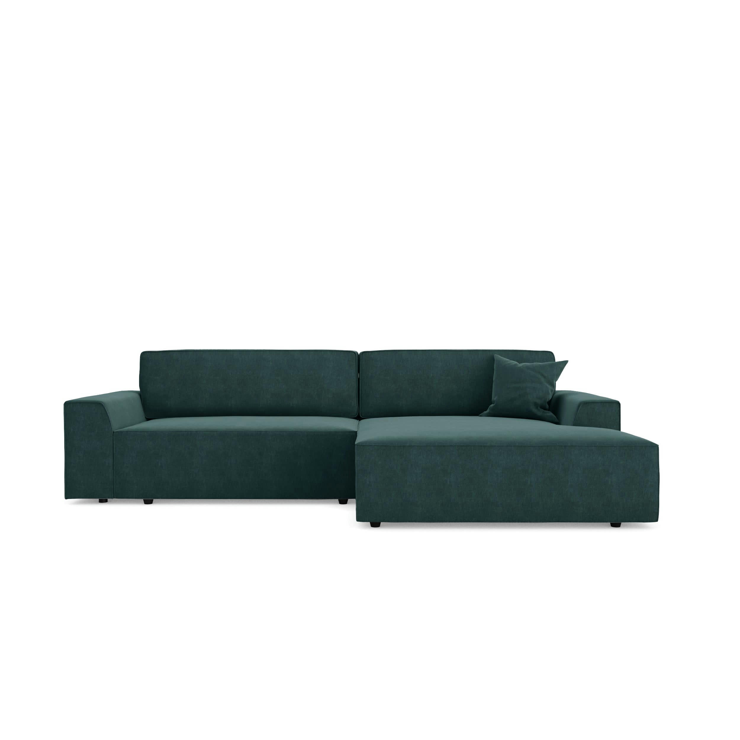 ELIOTT - Canapé angle droit convertible coffre velours bleu 300x174cm