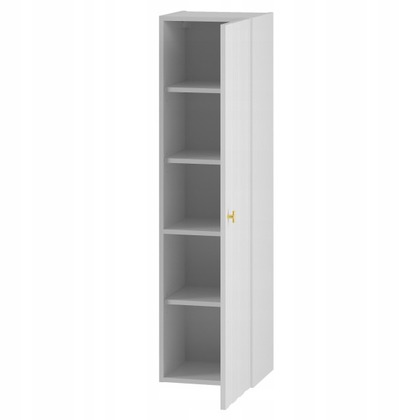 Słupek łazienkowy ELEGANTE 130 cm biały wiszący 1 drzwi złoty uchwyt