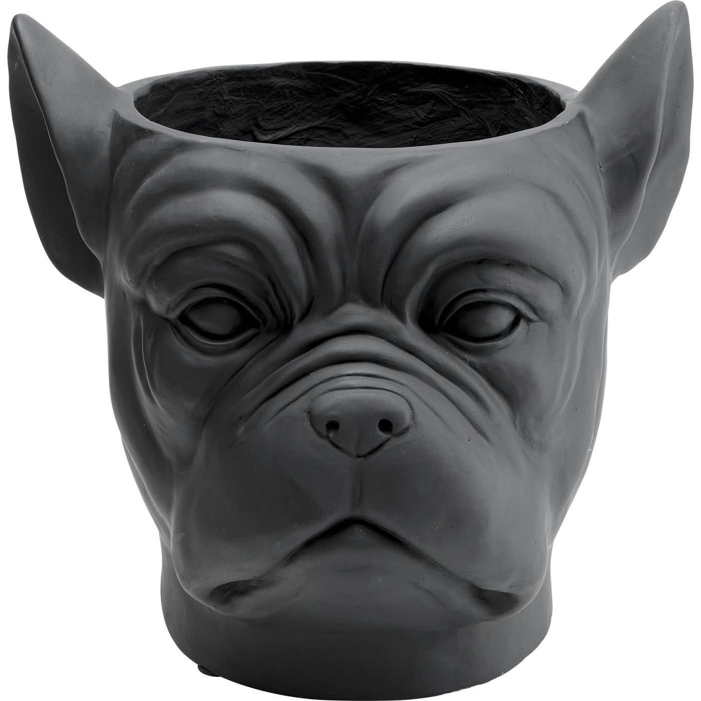 BULLDOG - Cache-pot bouledogue en fibre de verre noire