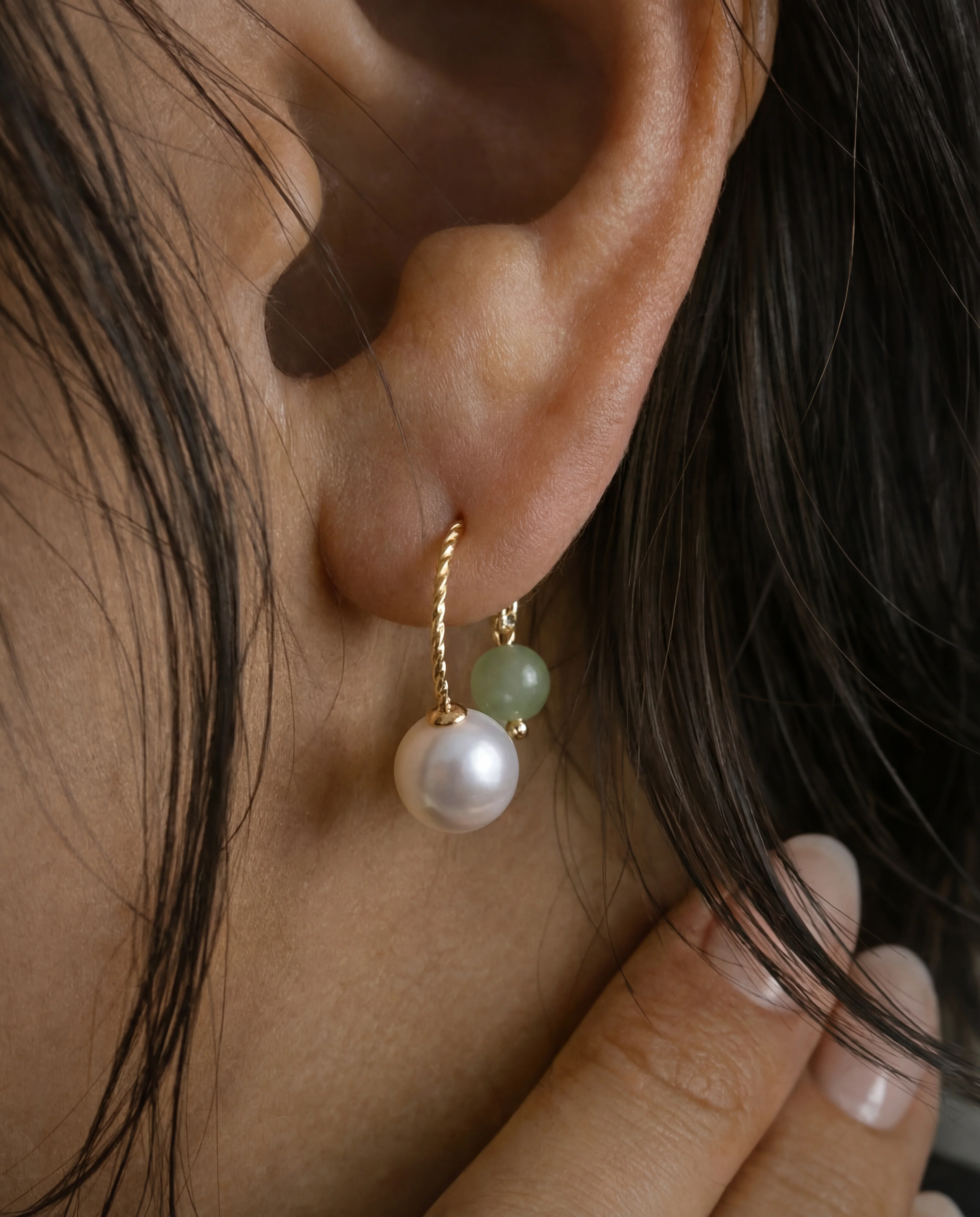 Ana — Pearl Jade Thread Earrings