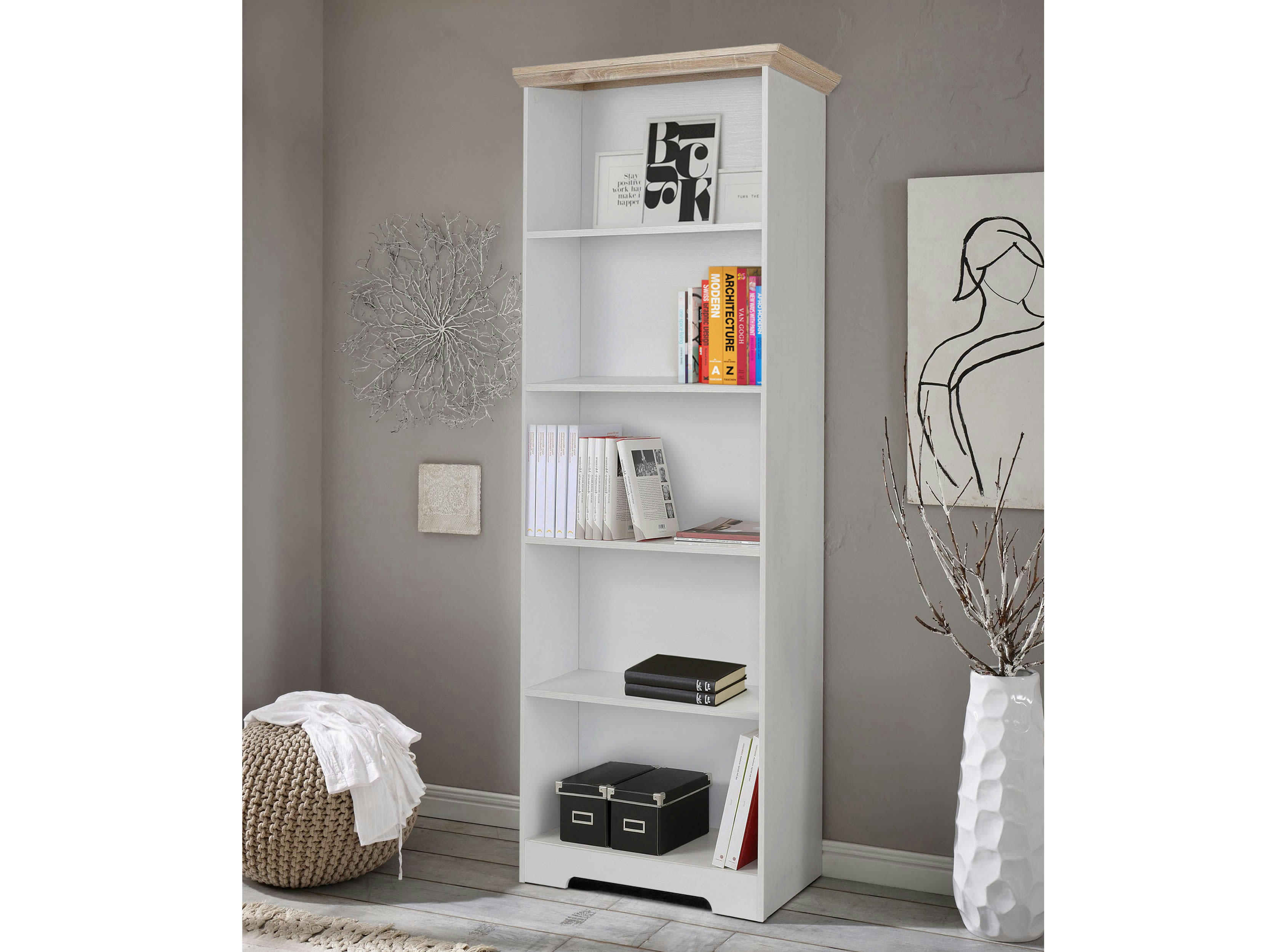 NANNA - Bibliothèque à 5 compartiments en bois blanc