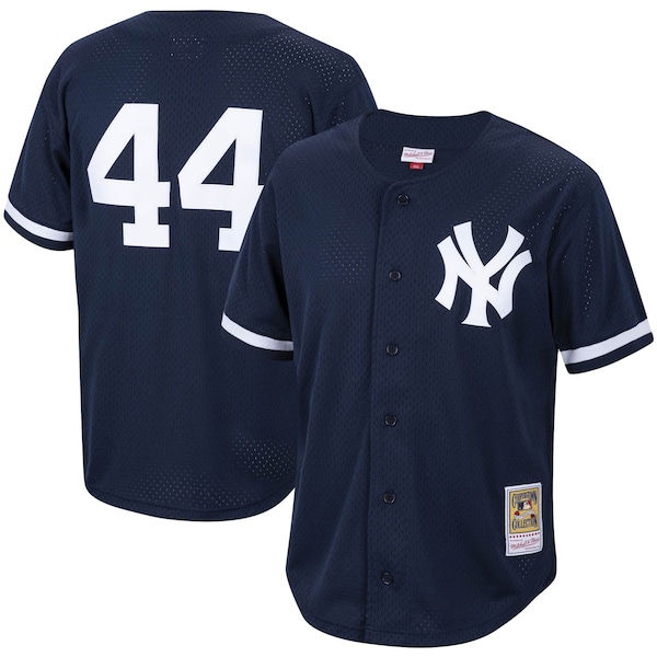 Reggie Jackson New York Yankees Cooperstown Collection Mesh Batting Practice Button-Up Jersey - Navy