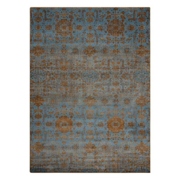 Dywan wełniany OMEGA KARAJA Kwiaty mosiądz złoty 200x300 cm
