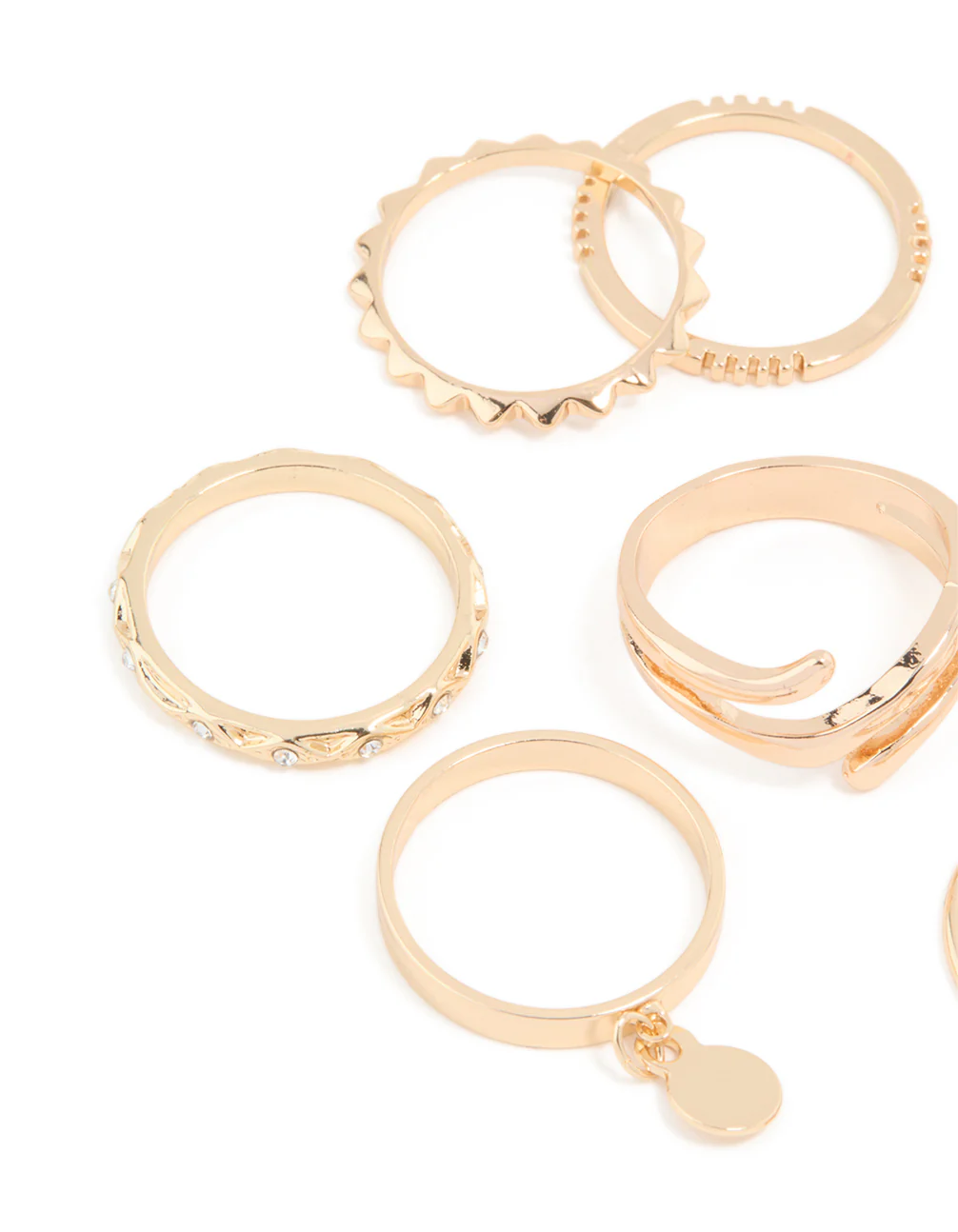 Gold Swirl Mixed Stacking Rings 8-Pack