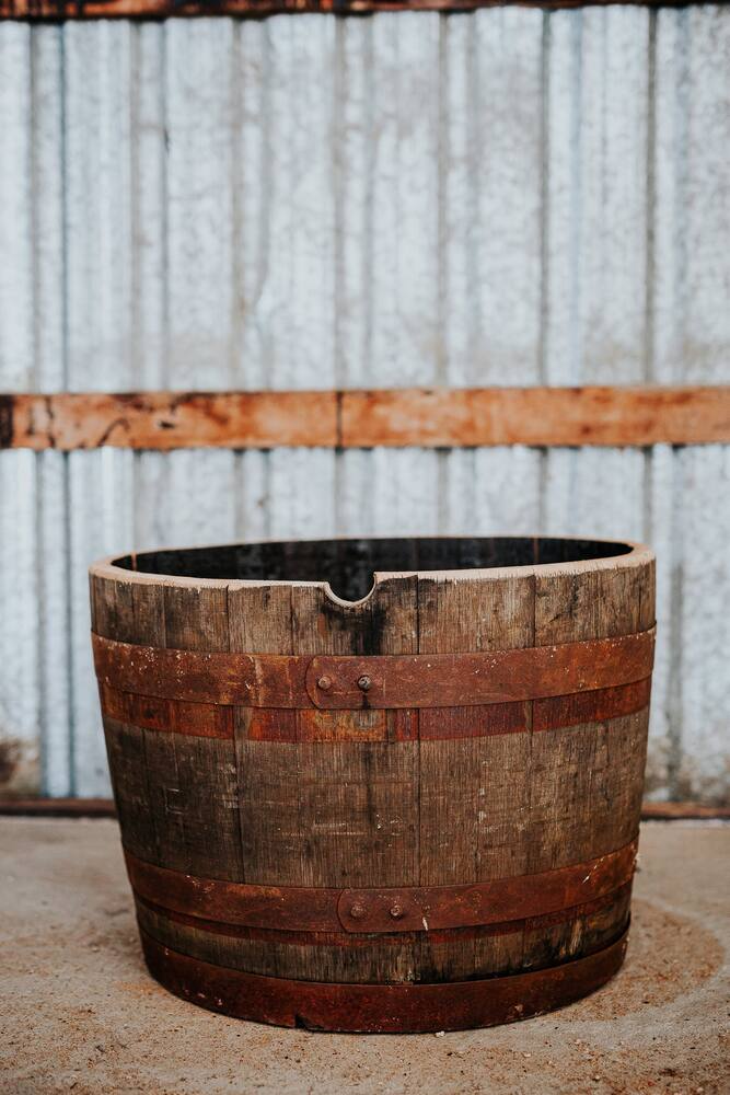 County Cooperage Wood Round Whiskey Barrel Planter, 17-in, Assorted Finishes