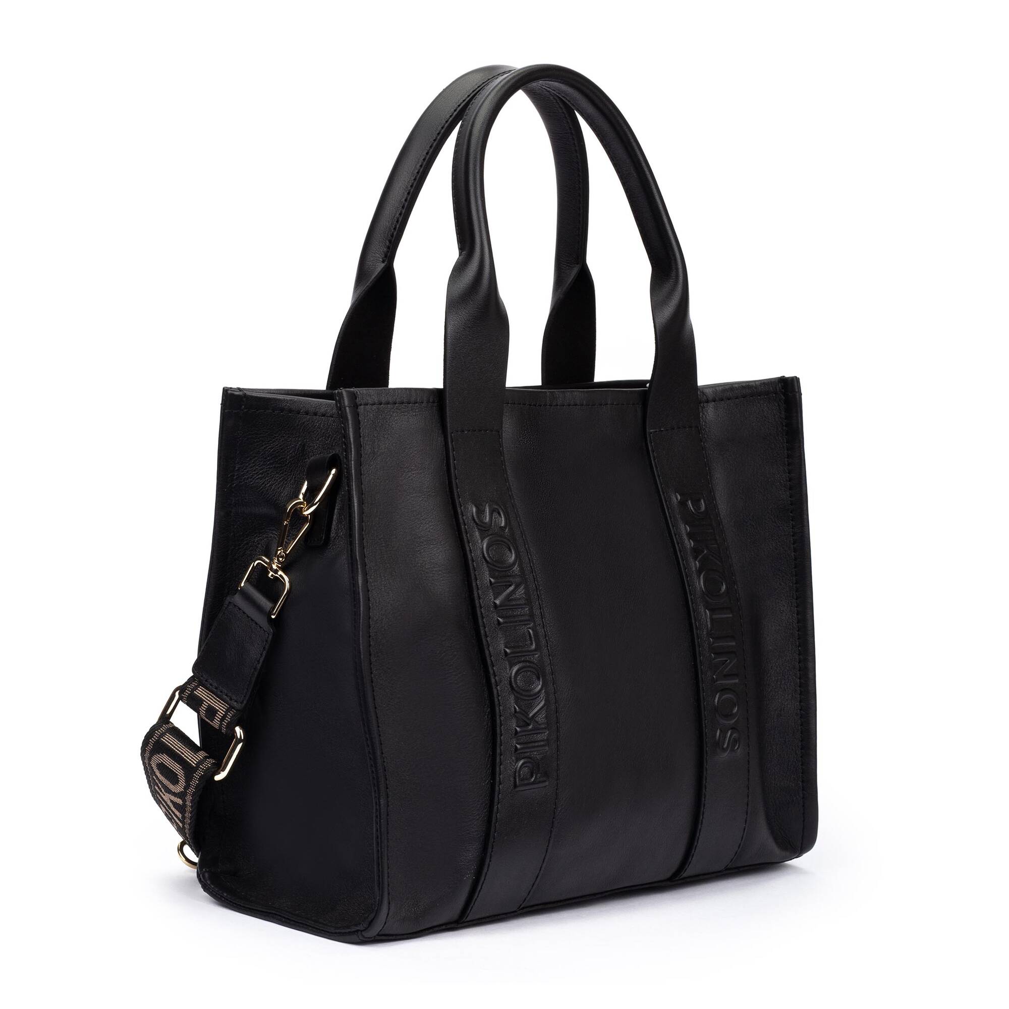 ALCUDIA - Bolso tote de piel con cinta multicolor para mujer