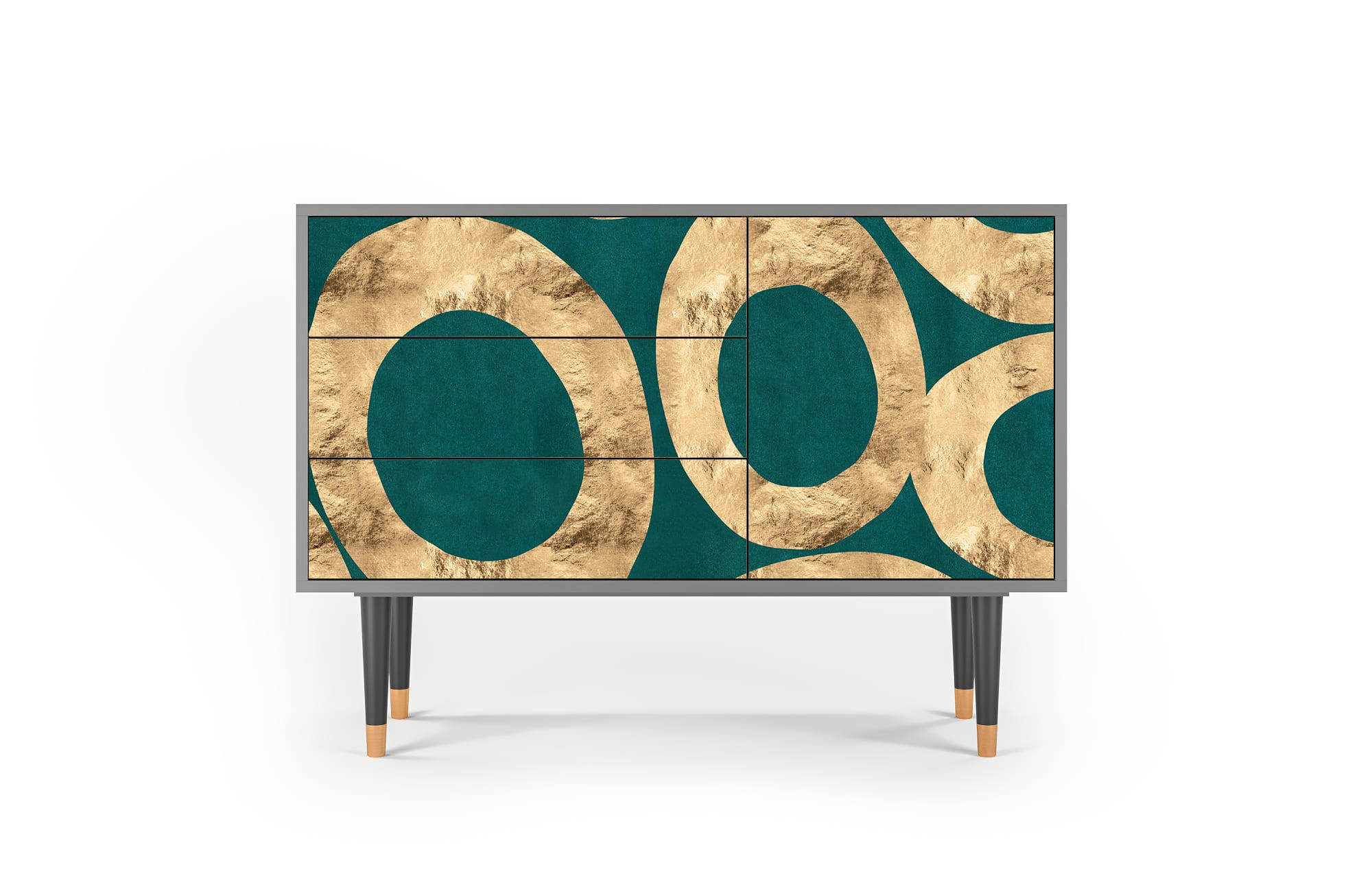 ZIRCON SPHERE - Buffet  bleu-vert 3 tiroirs et 1 porte L 115 cm