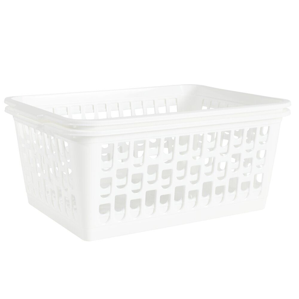 Panière de rangement x2 ajourée plastique blanc 36,5x25,5xH15,5cm