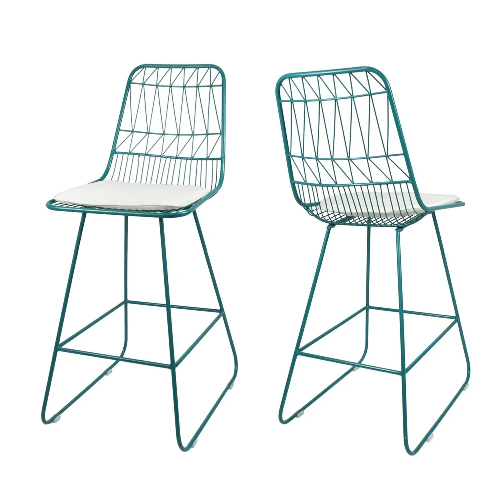 Walcott Indoor Wire Counter Stools with Cushions (Set of 2) by Christopher Knight Home