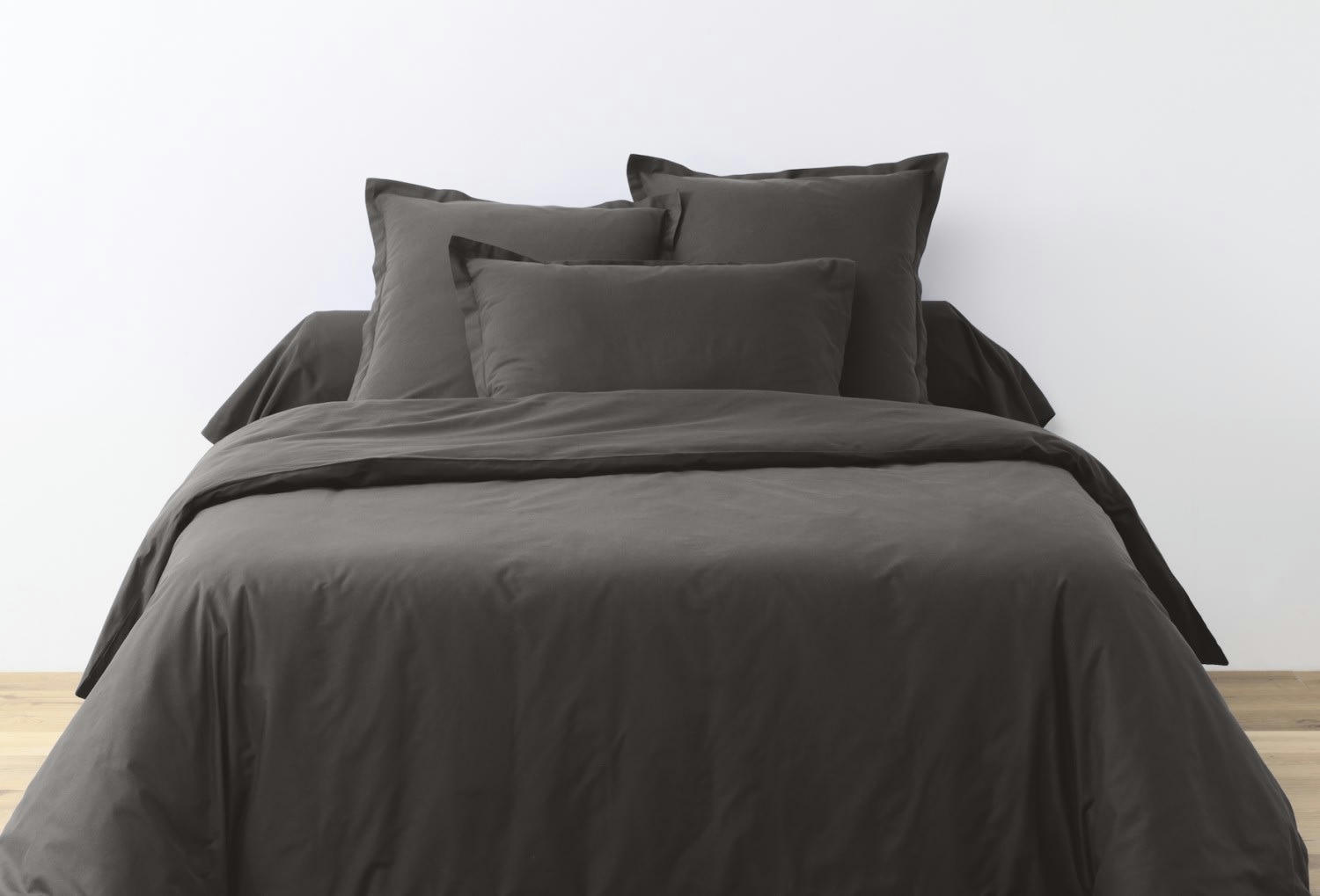 UNI BP - Parure housse de couette coton gris 240x260 cm