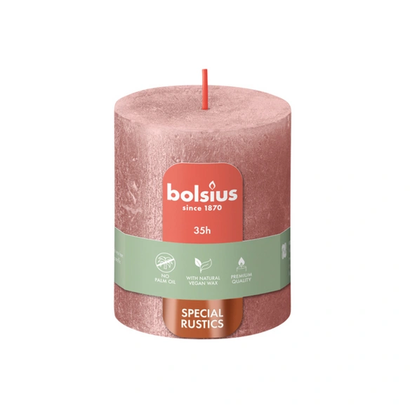 Stumpenkerze, »Rustik Shimmer«, Ø 6,8 cm, rosa