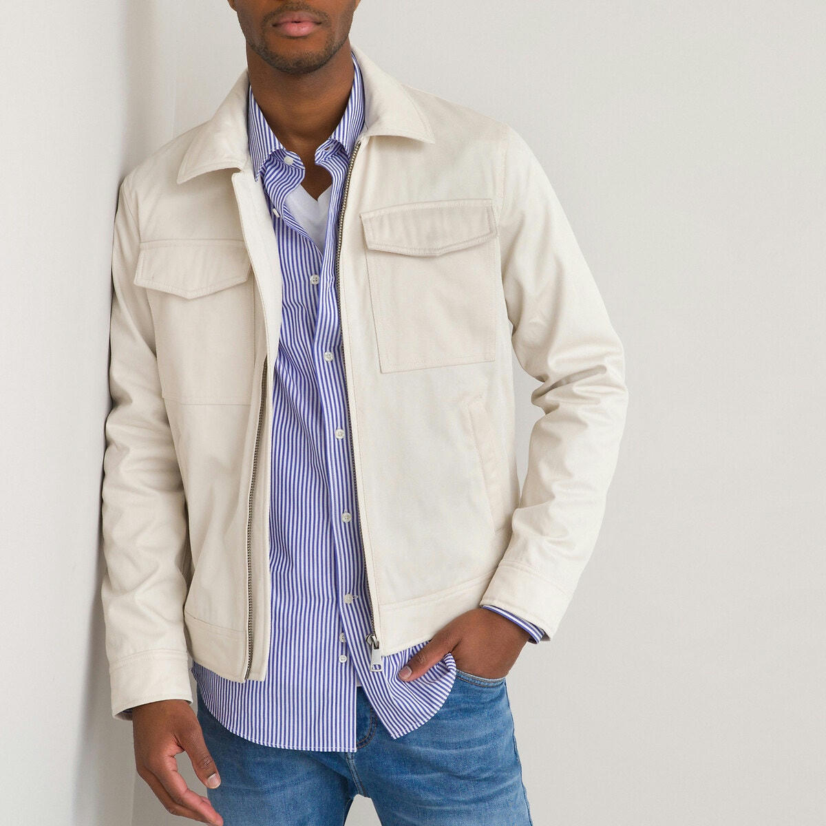 Blouson court col chemise