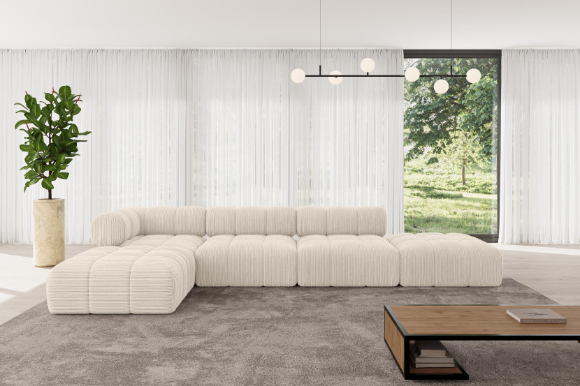 Narożnik lewostronny modułowy KERRU-L2 380x190x70 cm beżowy