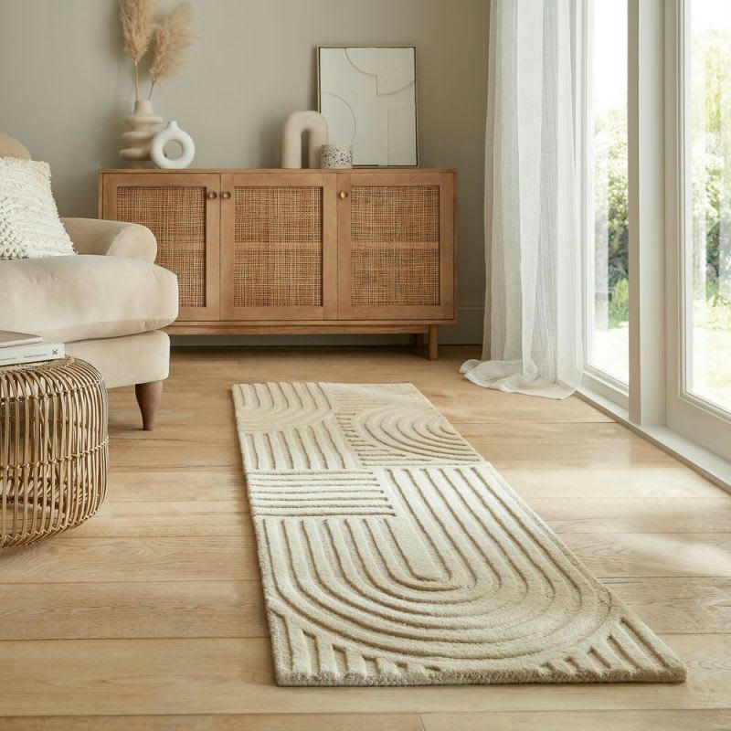 GARDEN - Tapis design 3D beige naturel zen 60 x 230