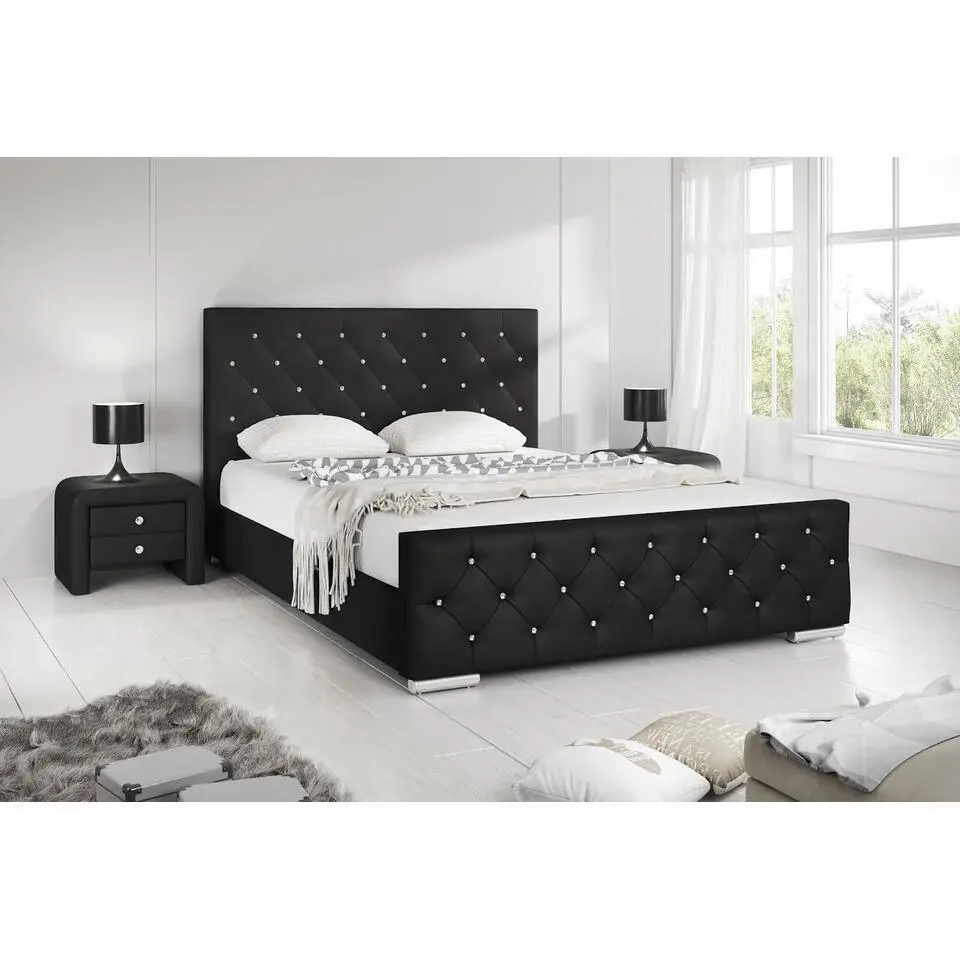 Meubella - Tweepersoonsbed Aventura Diamond - Zwart - 180x200 cm