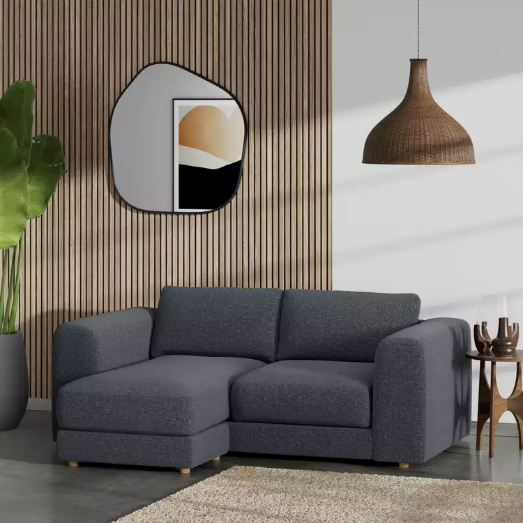 Habitat Ayr Reversible Corner Sofa -Charcoal - Ash Leg