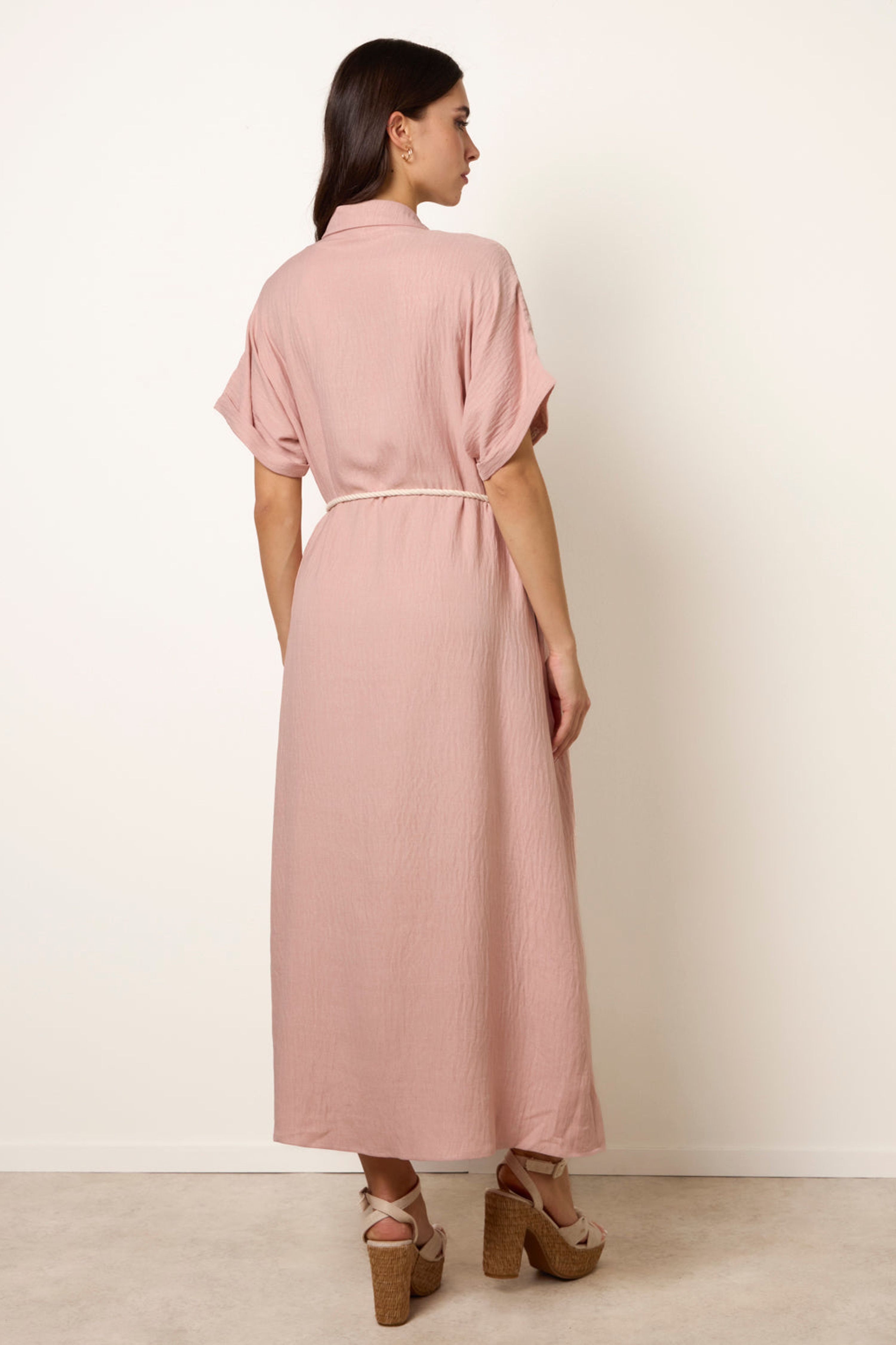 Blue Vanilla Pink Floral Cutwork Embroidery Dress
