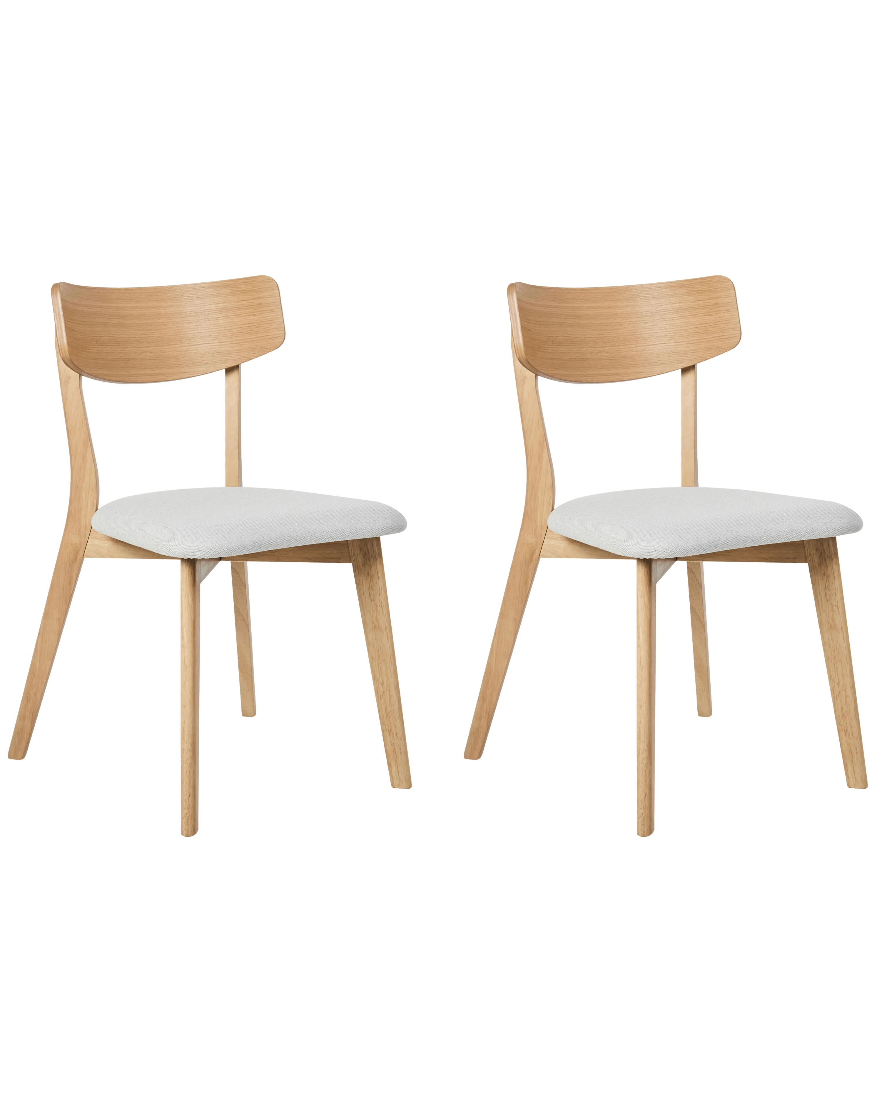 Set of 2 Dining Chairs HOPE Wood Light Brown/ Grey