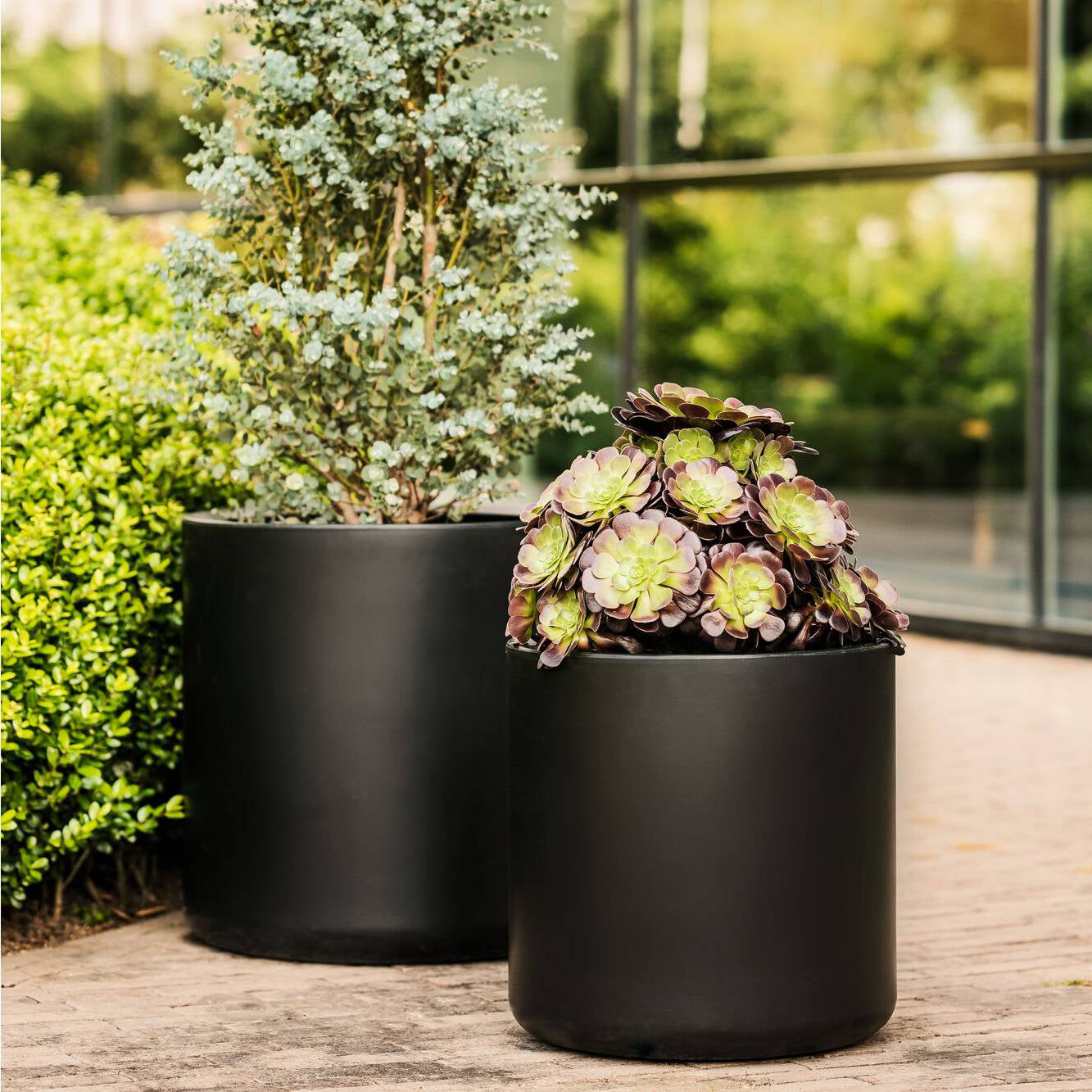 Elho Pure Cilinder Wheels 40 - Zwart - L 40 x B x H 40 cm - Balkon, Bi