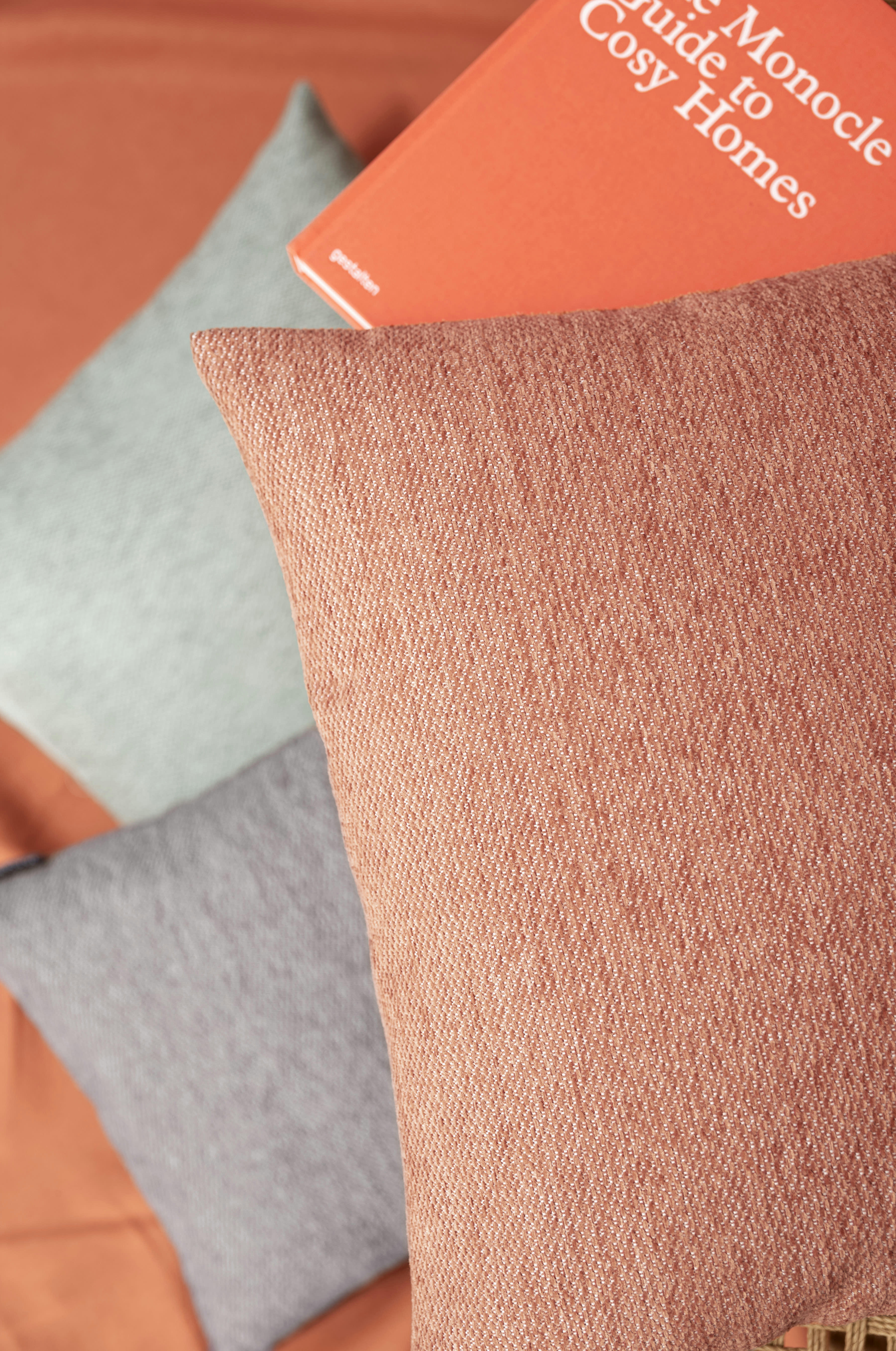 CATALINA - Housses de coussin jacquard cuivre orangé - Lot de 2 - 40x40