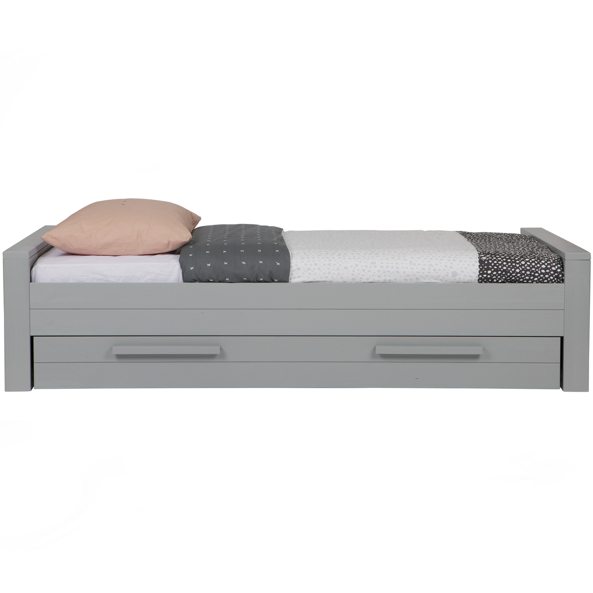 WOOOD bed excl lade Dennis - Grenen - Betongrijs - 53x219x95