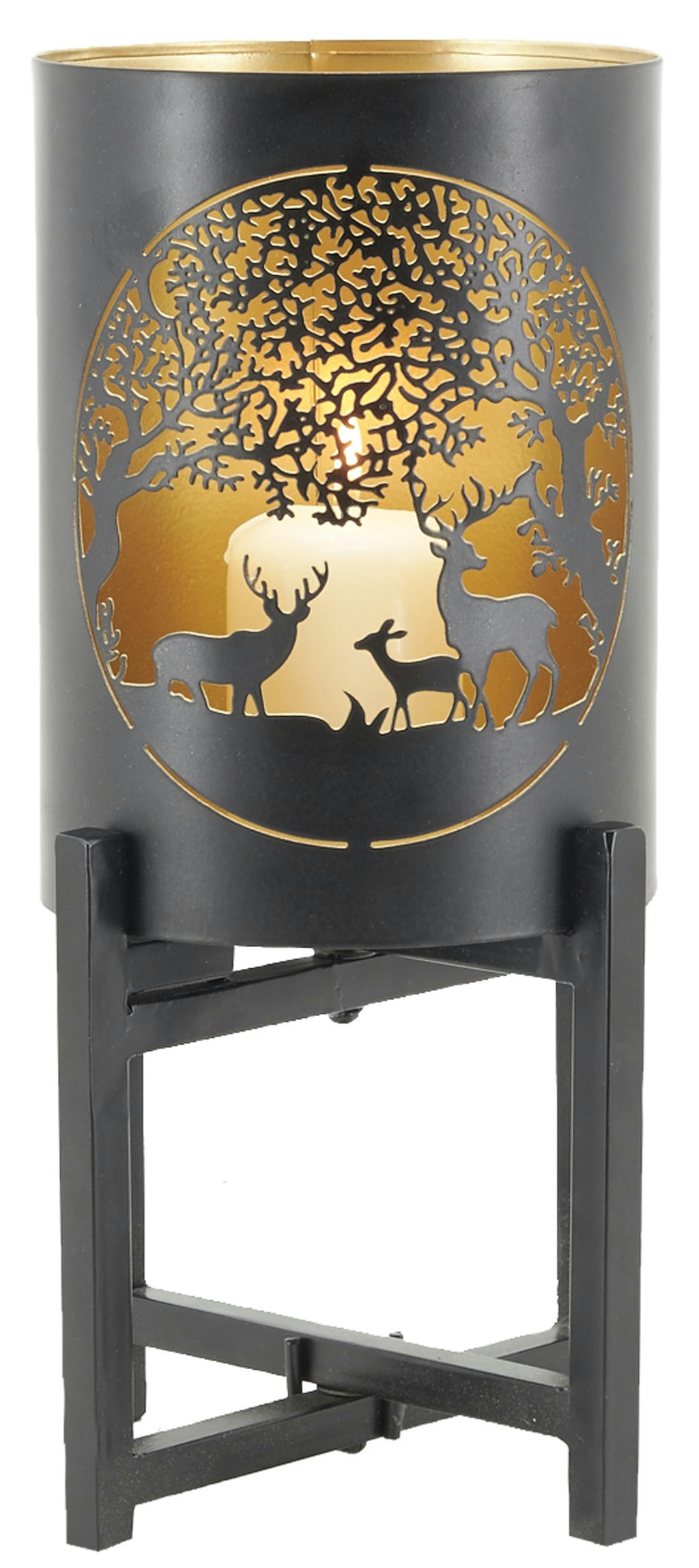 - Photophore cerf en métal sur pied