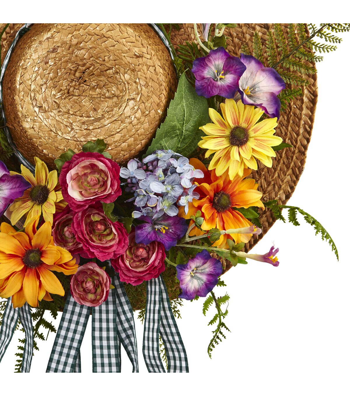 Nearly Natural Mixed Flower Hat Wreath