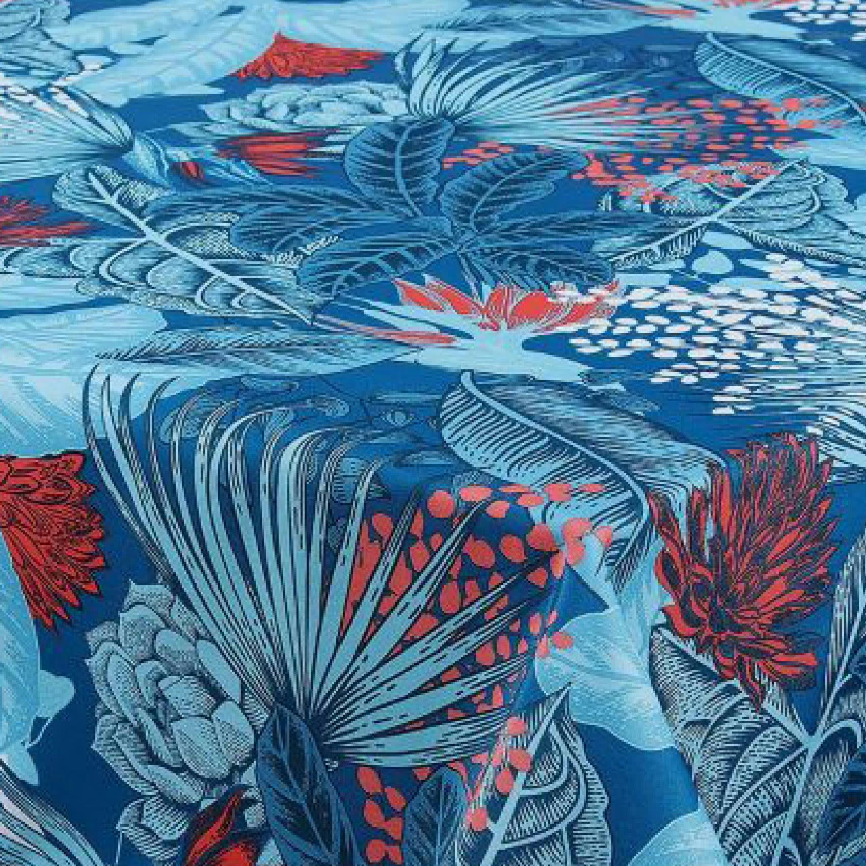 - Nappe rectangle outdoor au style exotique polyester bleu 240 x 145