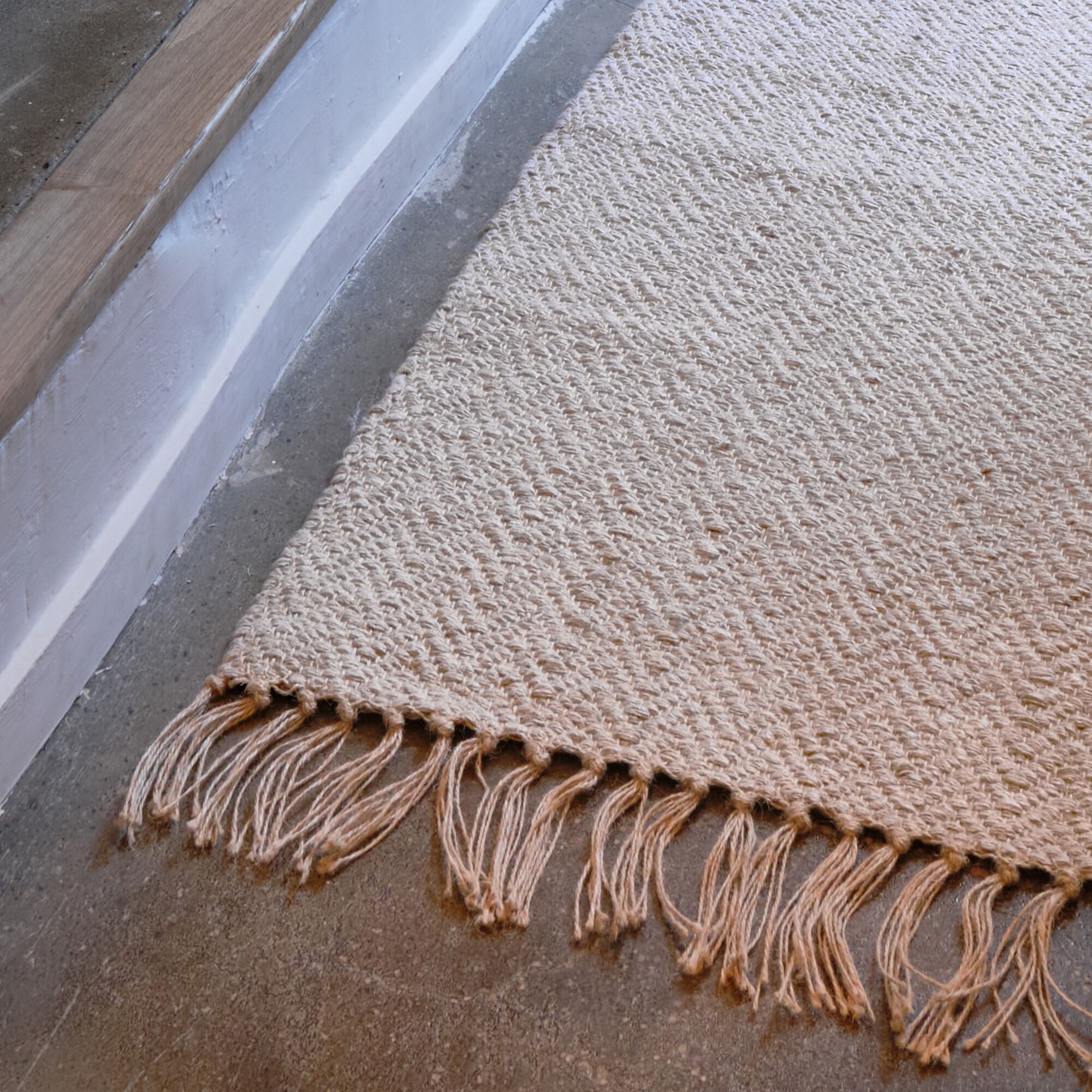 TURAU - Tapis à franges en laine - naturel 60x100cm