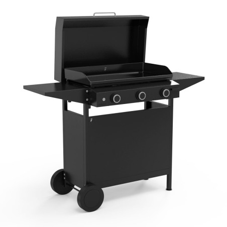 Pack Plancha Gaz Origin 75   Capot   Chariot en acier noir - Forge Adour