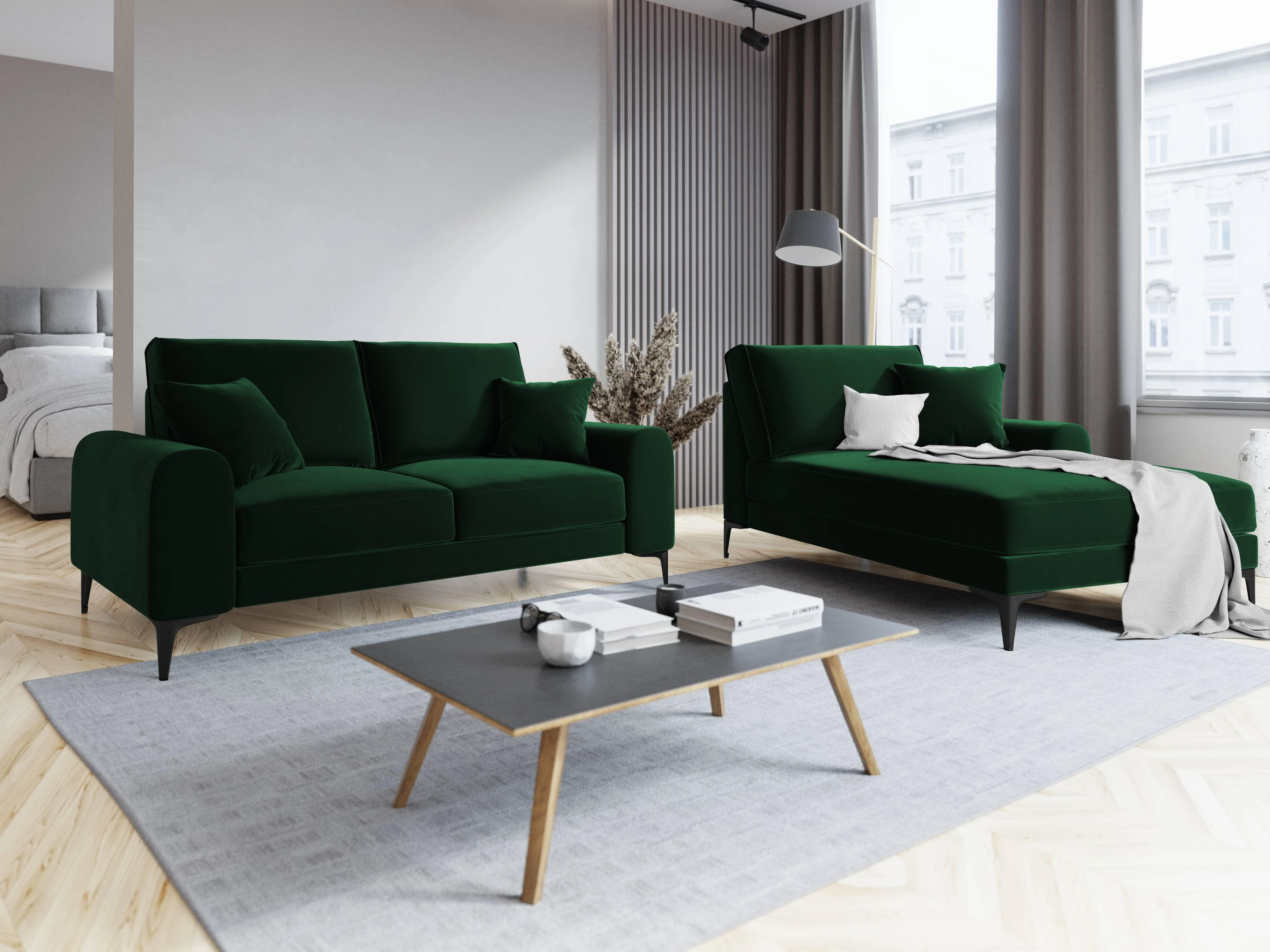 Chaise longue Madara rechts velvet
