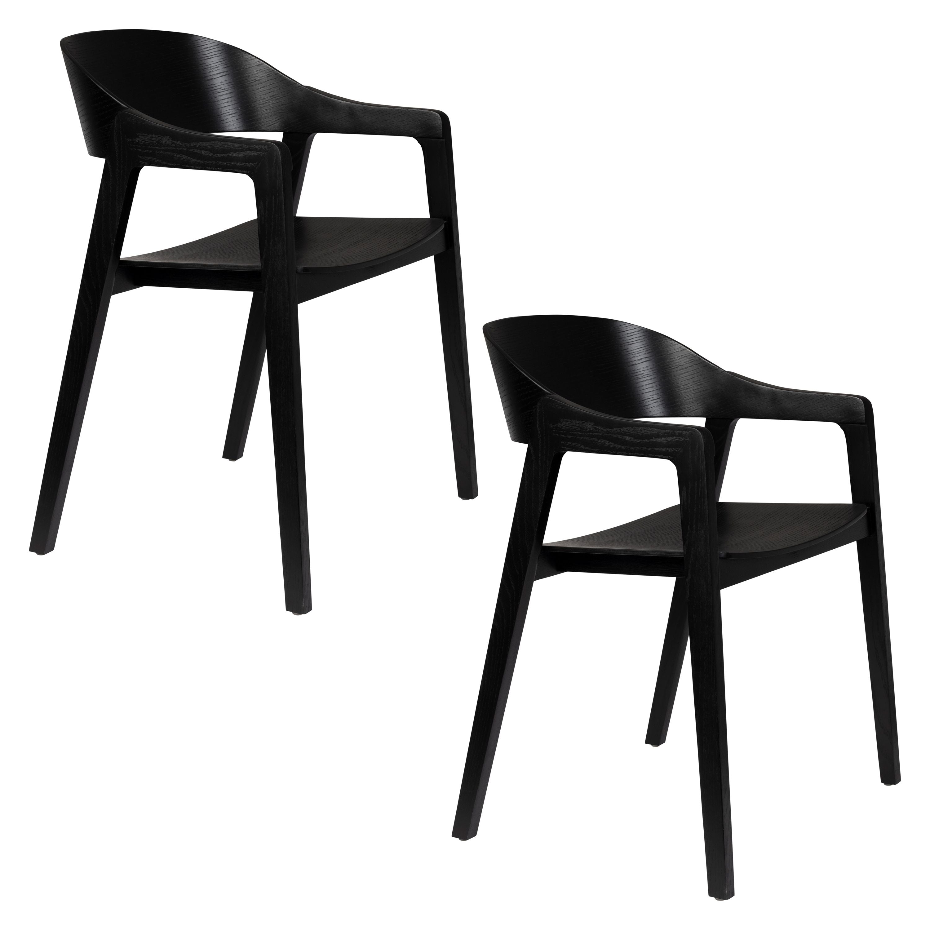 Dutchbone Westlake Eetkamerstoelen Armleuning Zwart - Set van 2