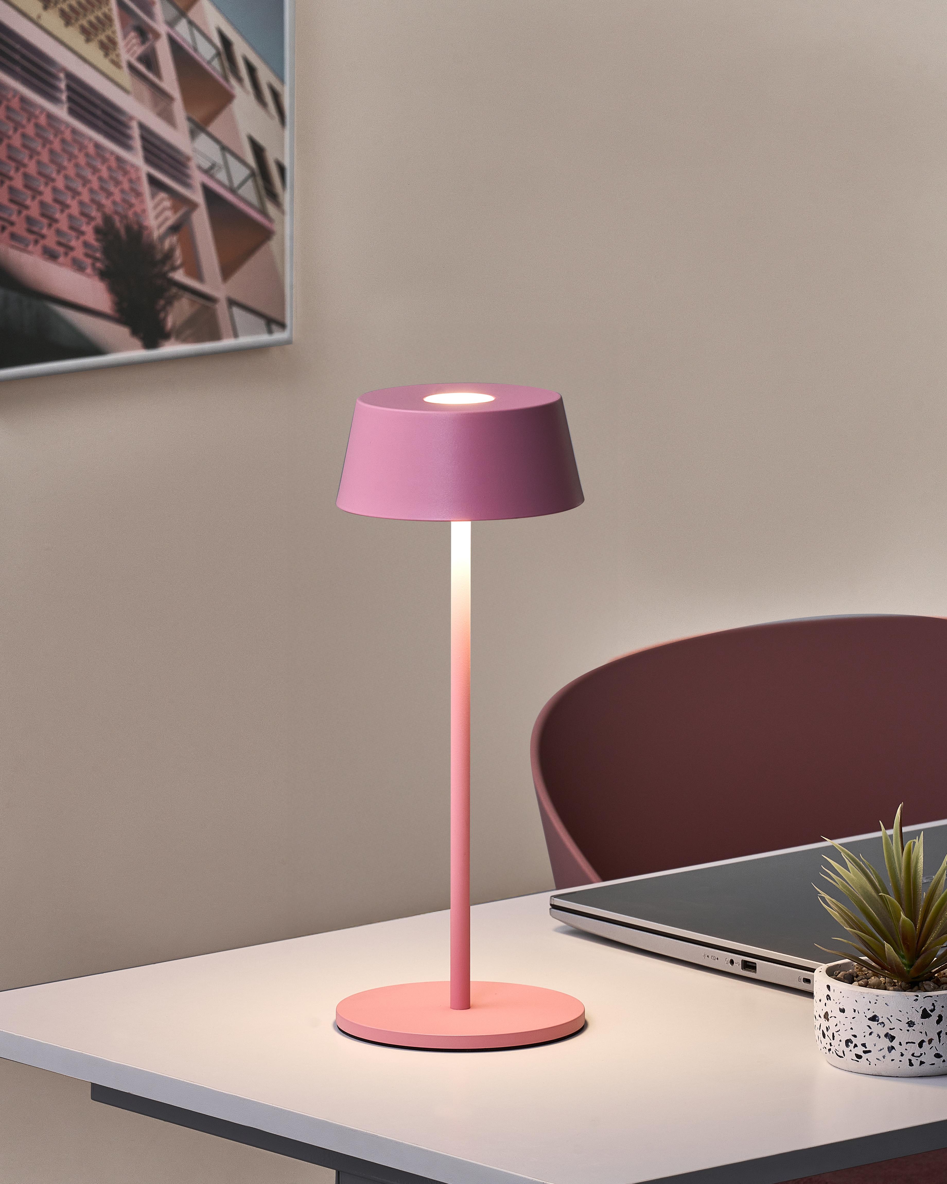 Wireless LED Table Lamp GUDER with Dimmer Metal Pink