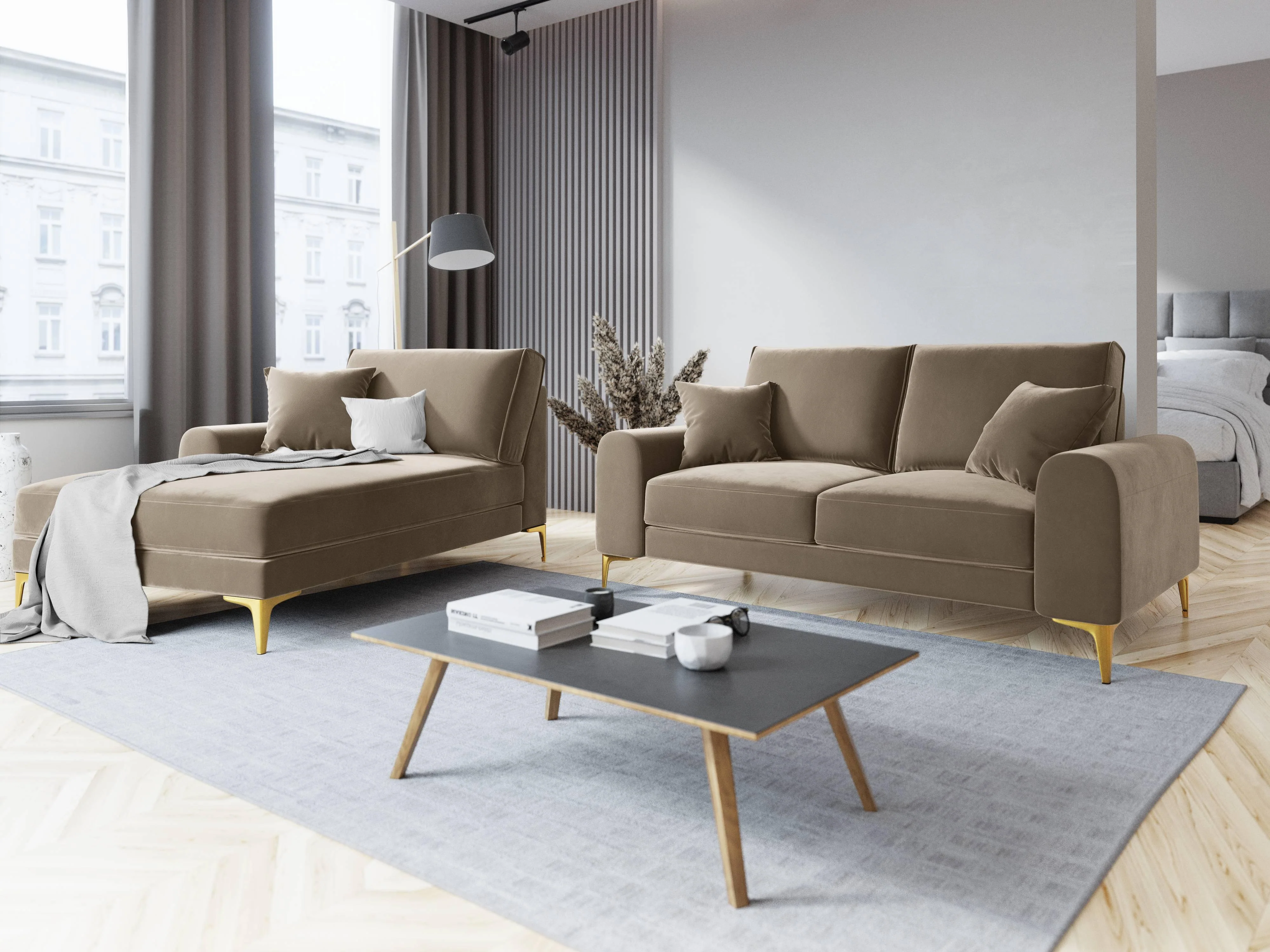 Chaise longue Madara links velvet
