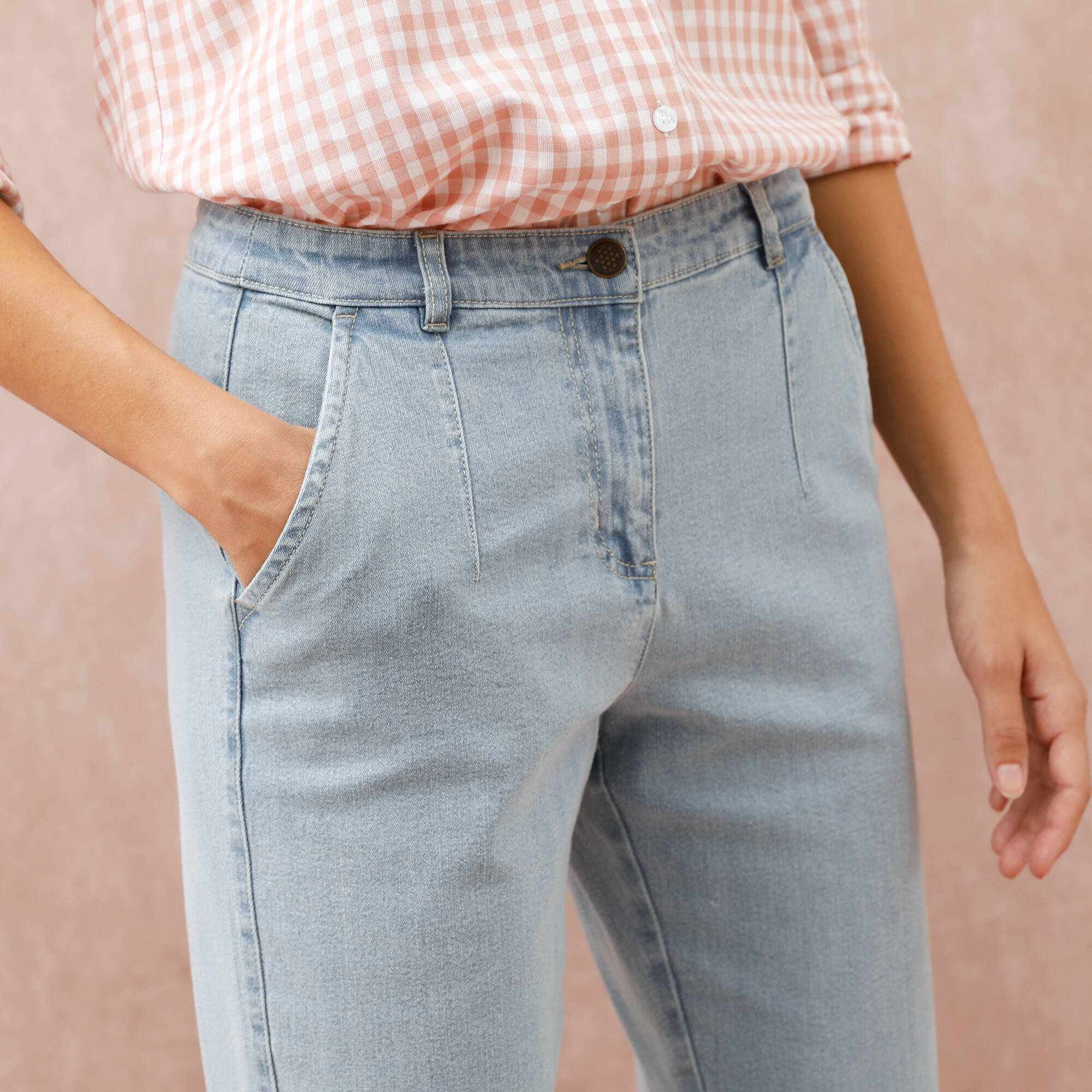 Jean coupe mom taille haute, stretch