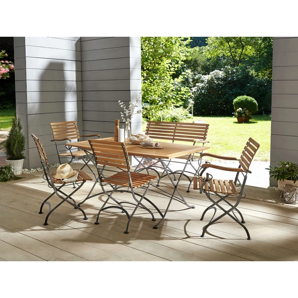 Biergarten-Klapptisch »Bari«, braun/silberfarben, BxT: 80 x 74 cm
