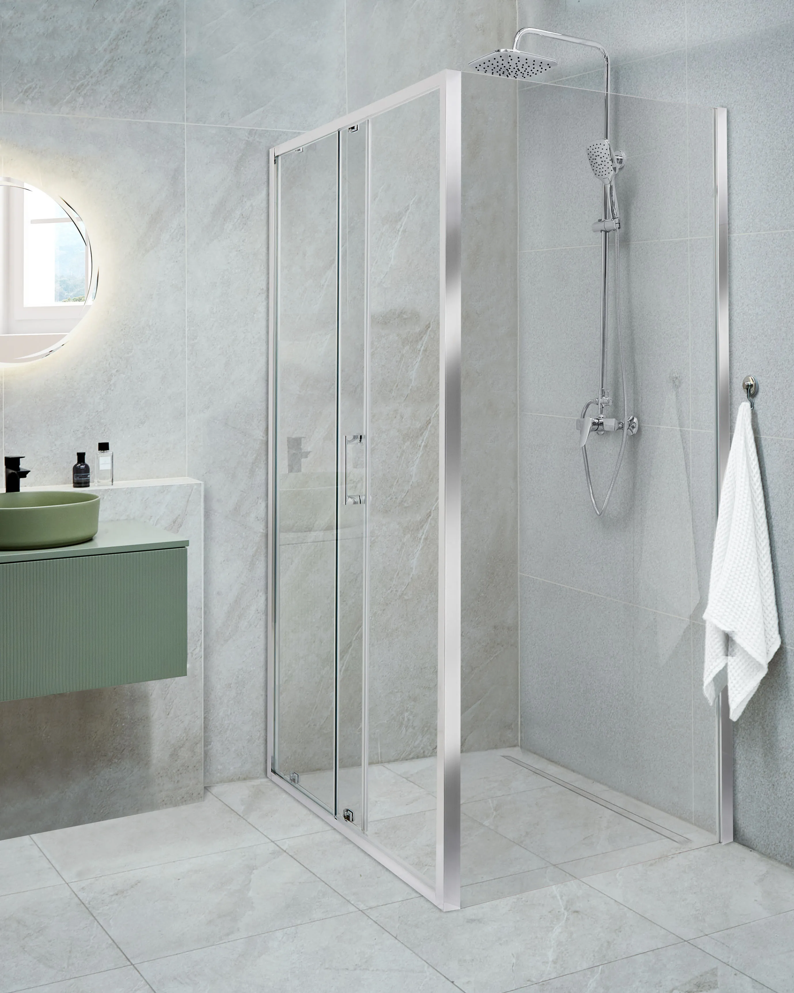 Shower Enclosure YORO 800 x 1000 x 1850 mm Silver