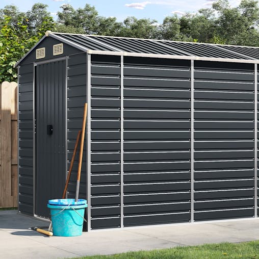 NNEVL Garden Shed Anthracite 191x640x198 cm Galvanised Steel