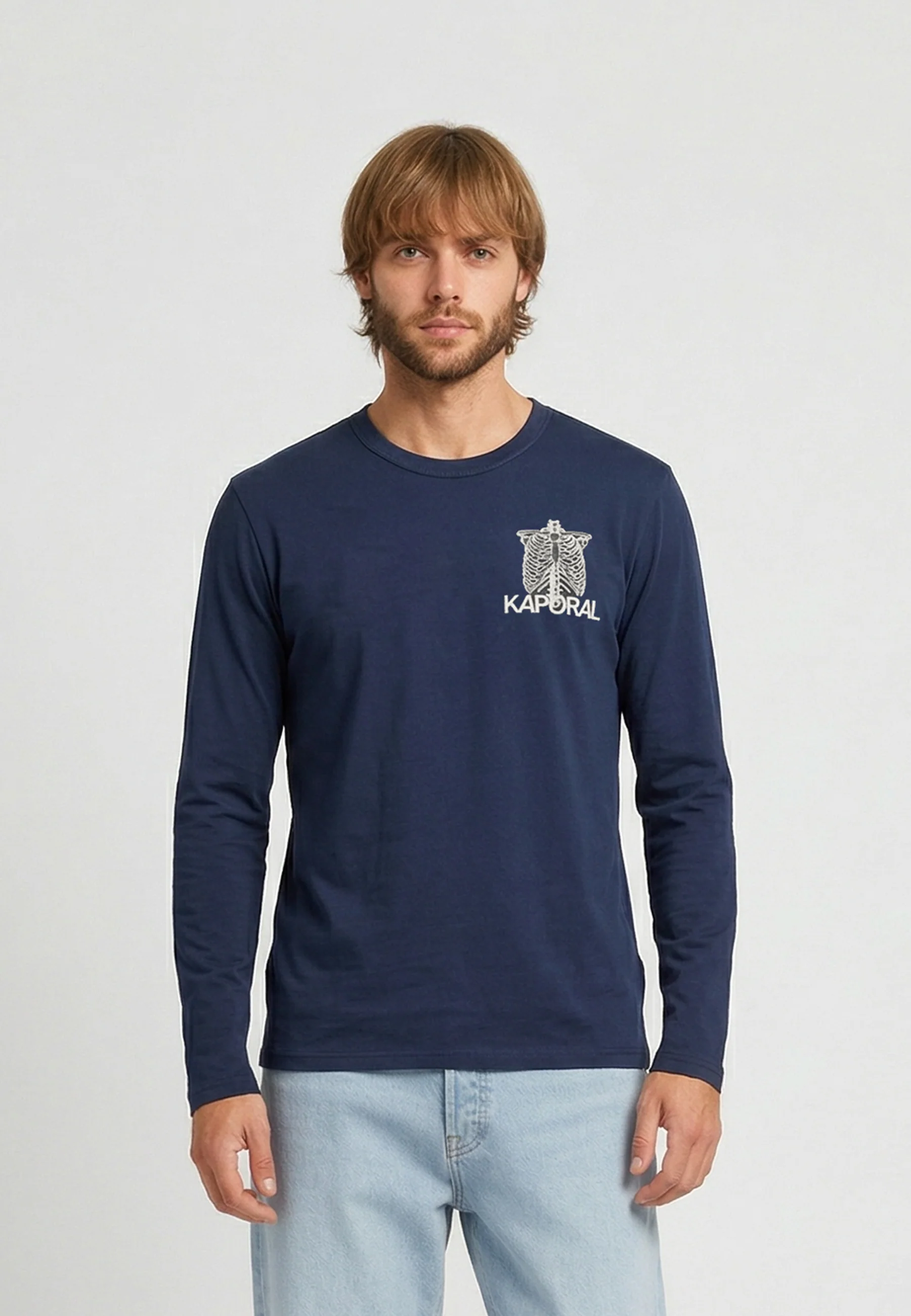 T-shirt à manches longues bleu marine en coton KRAKOW