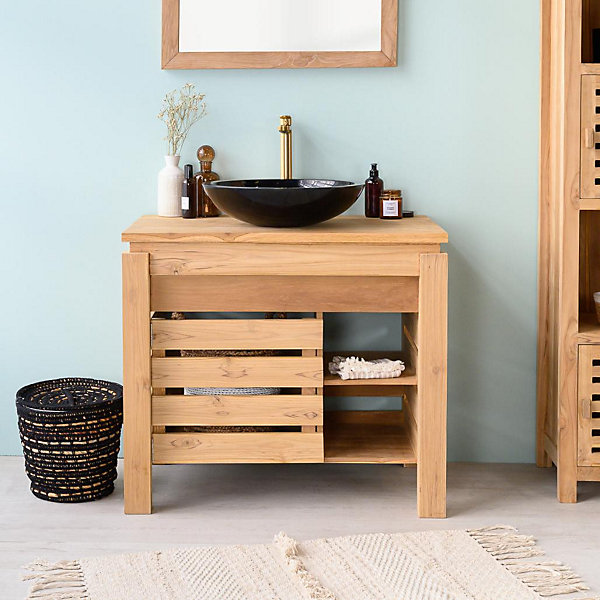 Meuble de salle de bain en teck Zen 85cm
