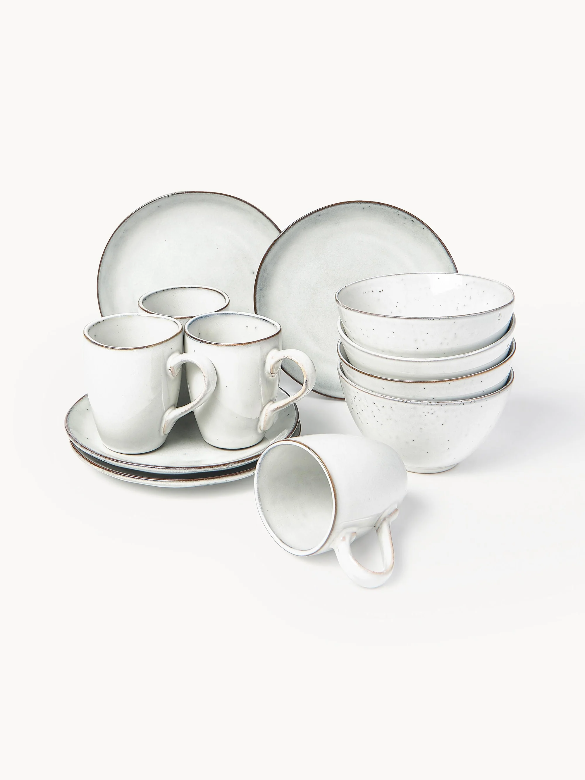 Handgemachtes Frühstücks-Set Nordic Sand, 4 Personen, 12er-Set