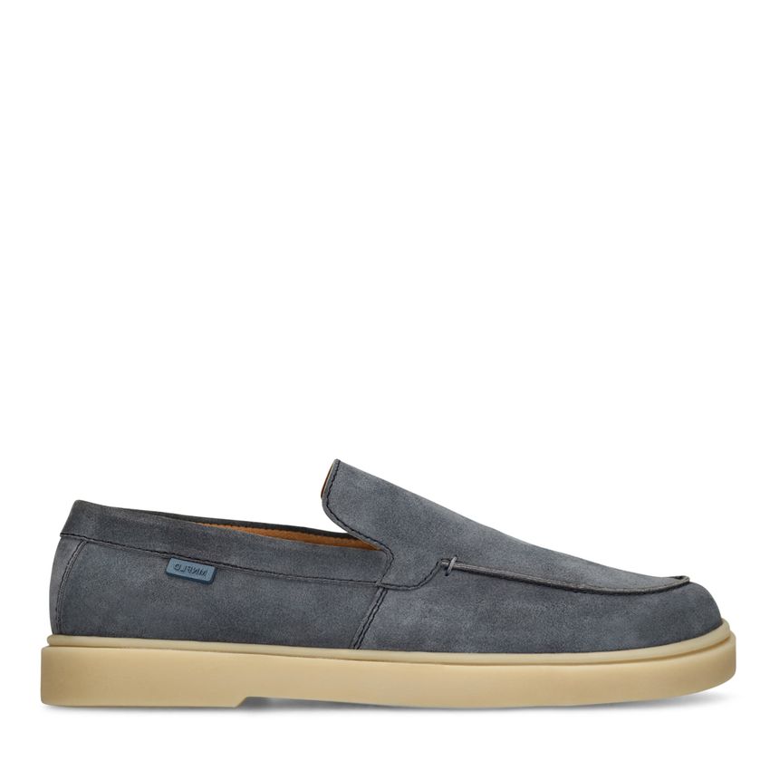 Manfield Blauwe suède loafers