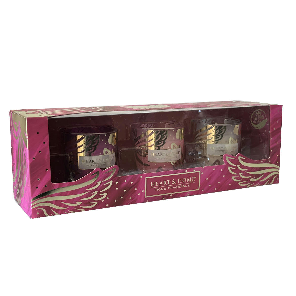 - Coffret cadeau 3 bougies votives heart and home