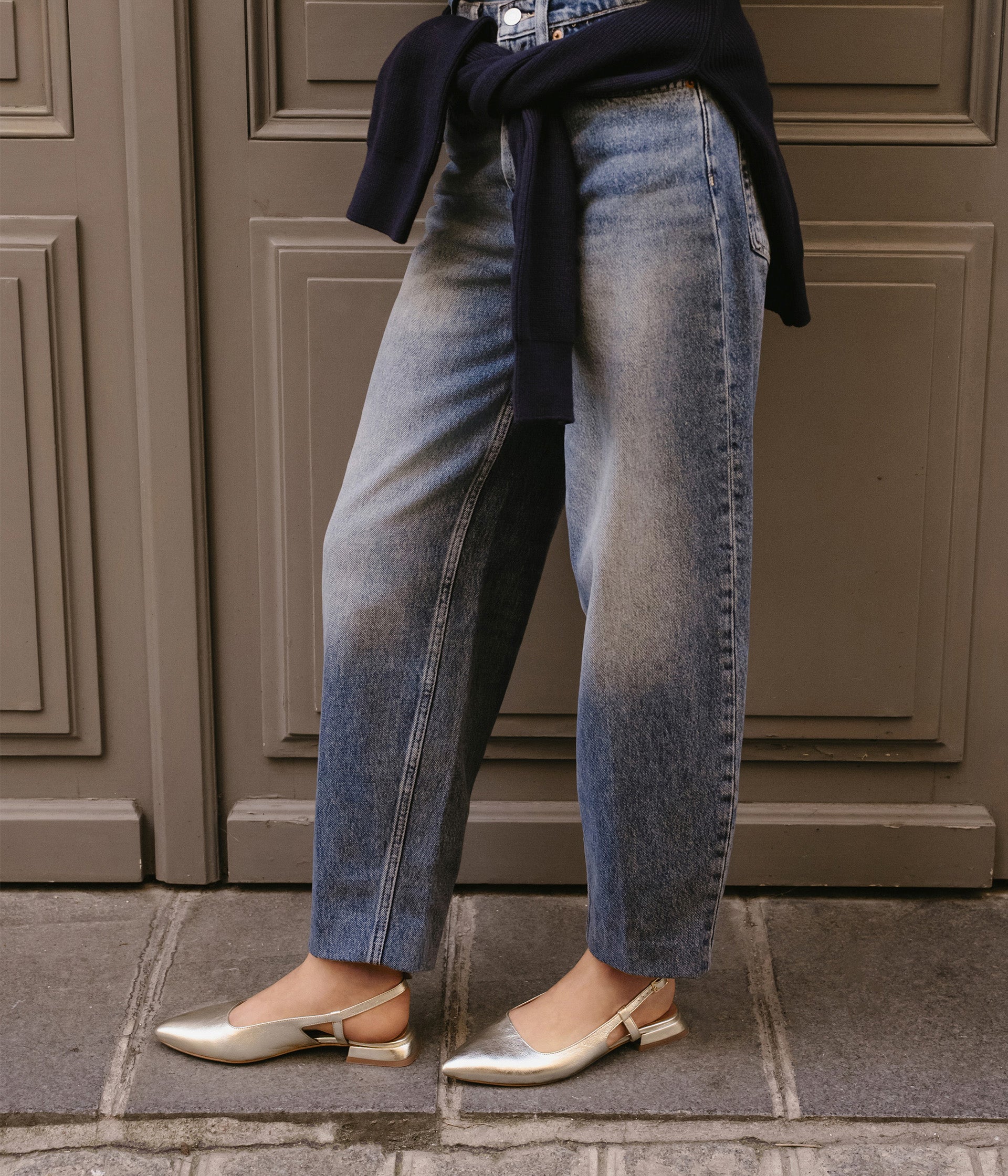 Ballerines slingback dorées Azura