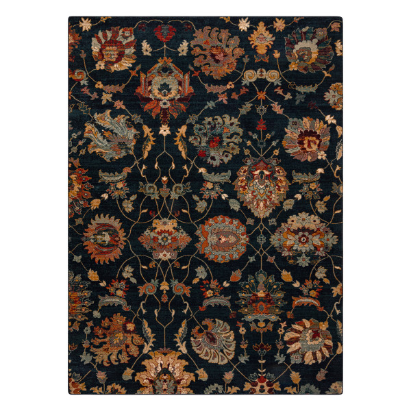 Dywan wełniany OMEGA LATICA Kwiaty navy granat 170x235 cm